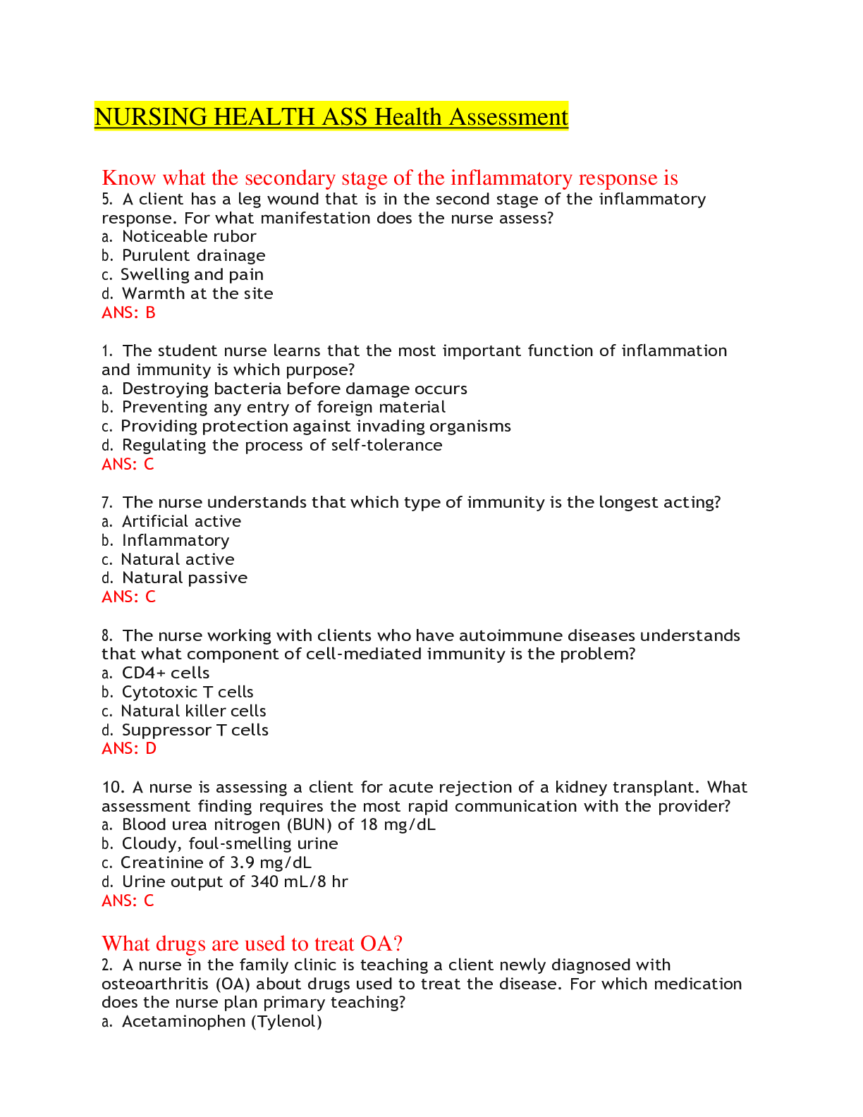 Preview image for NURSING HEALTH ASS Health Assessment